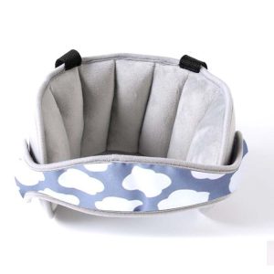 Child Car Seat Head Support Comfortable Safe Sleep Solution Pillows Neck Travel Stroller Soft Cushion (Grey Print)