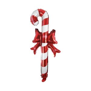 20 PCS 24 Inch Christmas Inflatable Stick Cane Candy Elk Head Handheld Balloon Aluminum Film Material Decoration Balloon (Crutch)