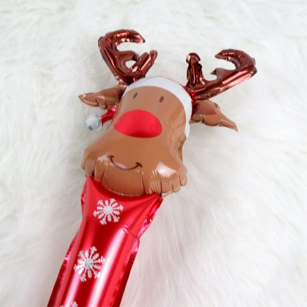 20 PCS 24 Inch Christmas Inflatable Stick Cane Candy Elk Head Handheld Balloon Aluminum Film Material Decoration Balloon (Crutch) - Image 3