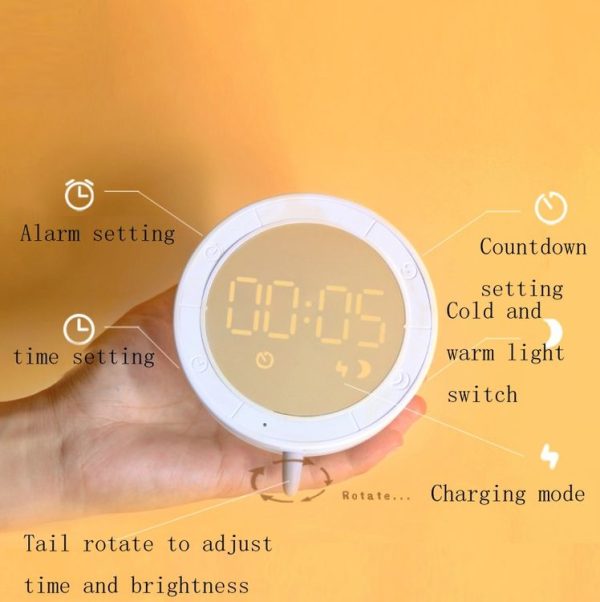 Cute Mouse Silicon Night Light with Electronic Alarm Clock Function Bedside Sleeping Desk Lamp Learning Clock - Image 6