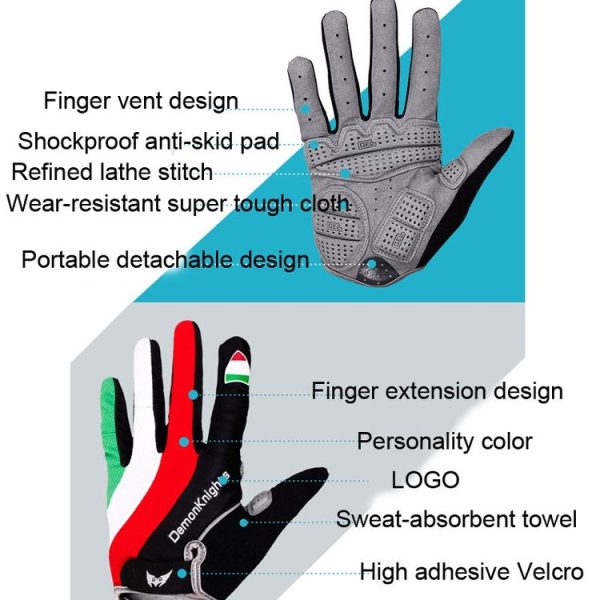 DemonKnights Cycling Gloves Full Finger Bicycle Gloves Outdoor Sports Equipment, Size: M (Azzurri) - Image 4