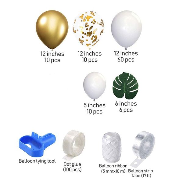 White Gold Party Theme Balloon Garland Set Birthday Wedding Decoration Balloon Set - Image 3