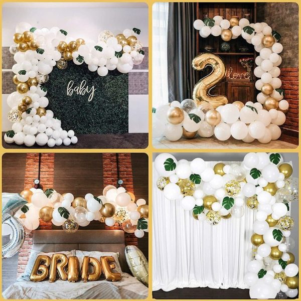 White Gold Party Theme Balloon Garland Set Birthday Wedding Decoration Balloon Set - Image 4