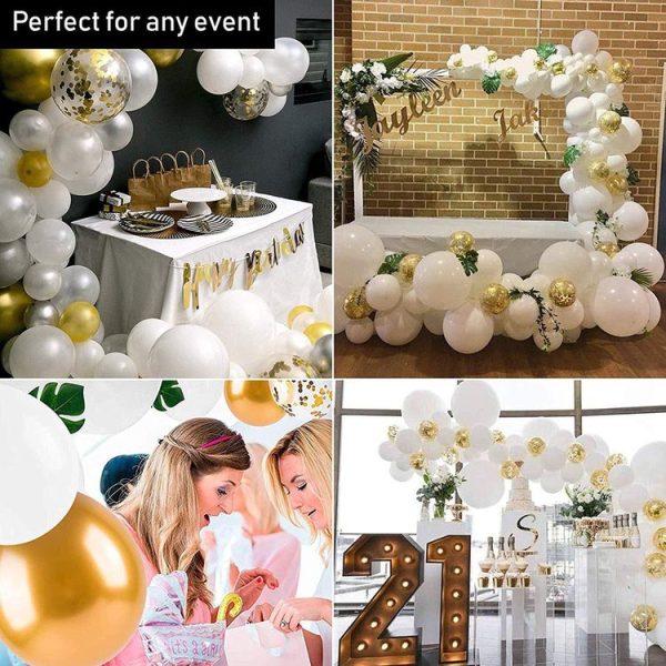 White Gold Party Theme Balloon Garland Set Birthday Wedding Decoration Balloon Set - Image 5