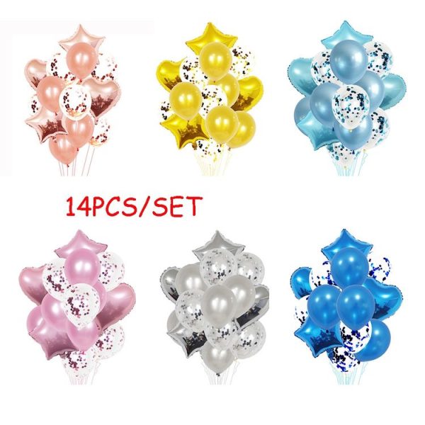 1 Set 18 Inch Aluminum Pearl Sequins Balloon Set Party Decoration Holiday Decoration (Rose Red) - Image 2