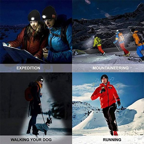 Outdoor Night Running Night Fishing LED Light Illumination Bluetooth 5.0 Knitted Hat (Navy Blue) - Image 7