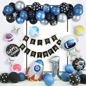 Astronaut Theme Birthday Balloon Decoration Set Starry Sky Rocket Aluminum Film Balloon Children Party Decoration, Style: Set 3