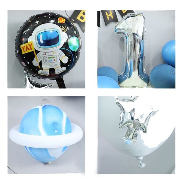 Astronaut Theme Birthday Balloon Decoration Set Starry Sky Rocket Aluminum Film Balloon Children Party Decoration, Style: Set 3 - Image 5