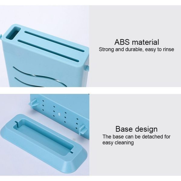 Kitchen Multifunctional Three-Hole Invisible Knife Holder Hollow Drain Kitchenware Storage Rack (Dark Blue) - Image 3