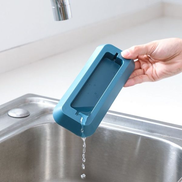 Kitchen Multifunctional Three-Hole Invisible Knife Holder Hollow Drain Kitchenware Storage Rack (Dark Blue) - Image 6