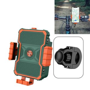 Motorcycle Bracket Electric Bicycle Riding Mobile Phone Bracket Takeaway Rider Navigation Shockproof Bracket, Style: Handlebar Installation (Green)