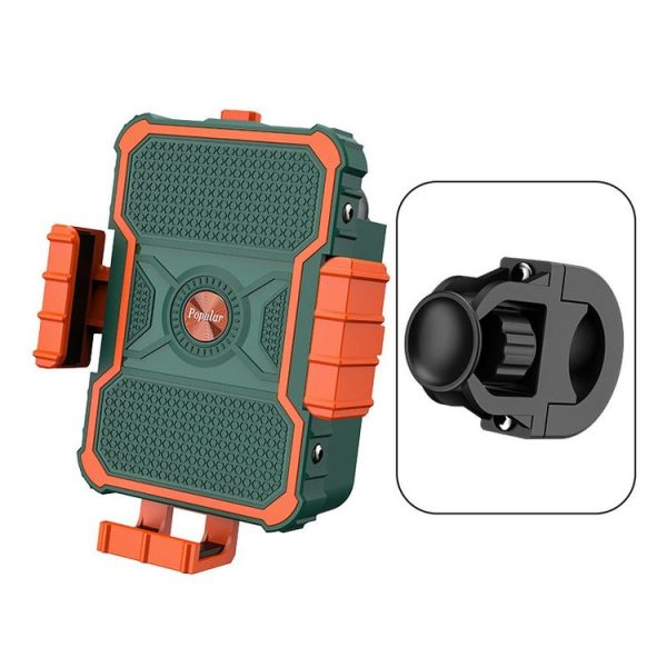 Motorcycle Bracket Electric Bicycle Riding Mobile Phone Bracket Takeaway Rider Navigation Shockproof Bracket, Style: Handlebar Installation (Green) - Image 2