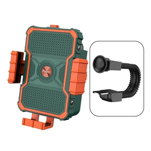 Motorcycle Bracket Electric Bicycle Riding Mobile Phone Bracket Takeaway Rider Navigation Shockproof Bracket, Style: Rearview Mirror Installation (Green) - Image 2