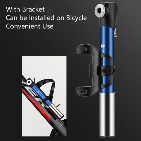 CYCLINGBOX Hand Push Portable Mini Aluminum Alloy Bicycle Pump Basketball Inflatable Tube (Blue) - Image 6
