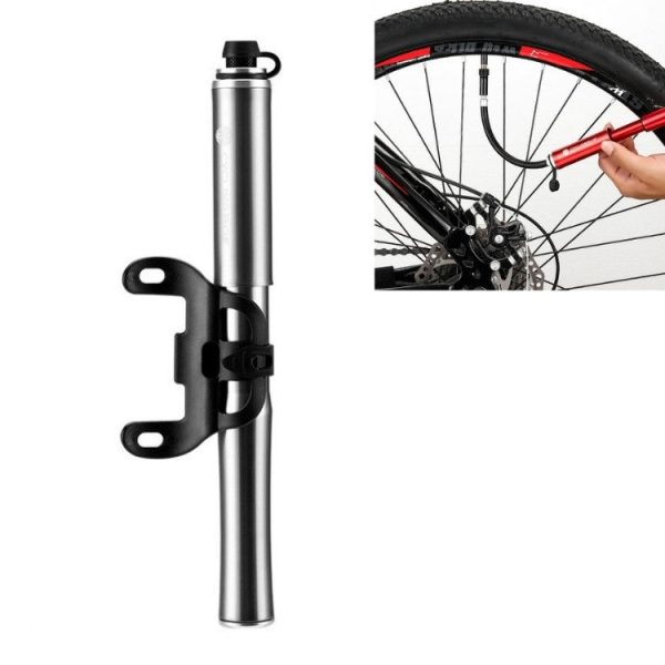CYCLINGBOX Bicycle Pump Portable Universal Hidden Telescopic Hose Aluminum Alloy Pump (Titanium)