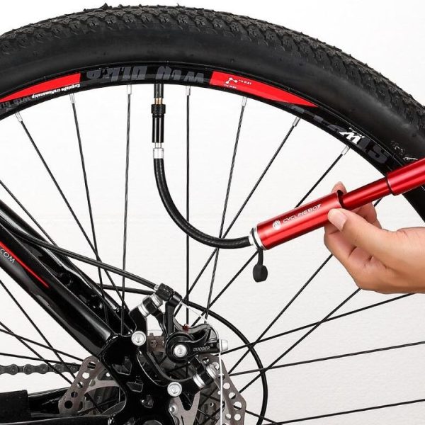 CYCLINGBOX Bicycle Pump Portable Universal Hidden Telescopic Hose Aluminum Alloy Pump (Titanium) - Image 3