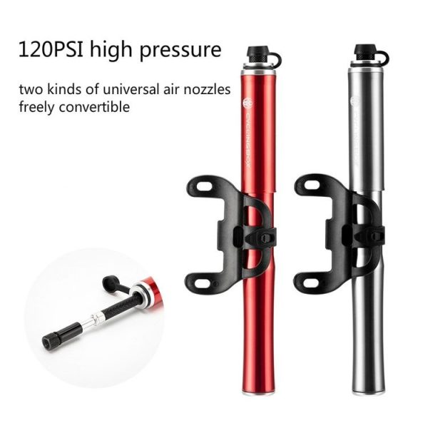 CYCLINGBOX Bicycle Pump Portable Universal Hidden Telescopic Hose Aluminum Alloy Pump (Titanium) - Image 8