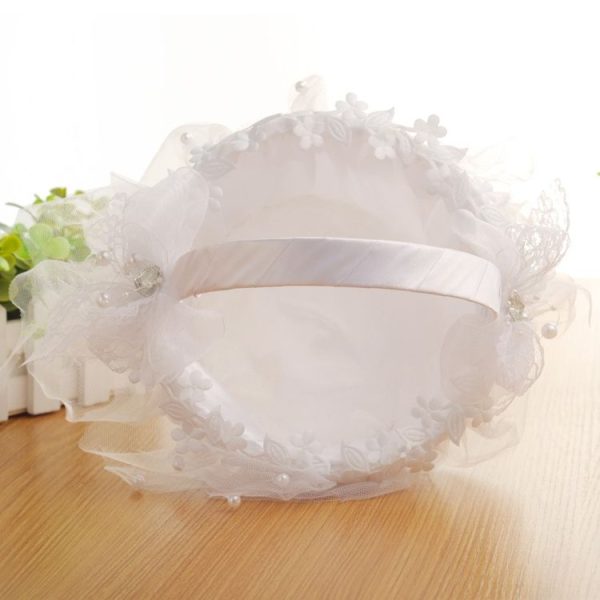 Wedding Flower Baskets Lace Diamond Bridal Hand Basket - Image 3