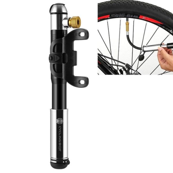 CYCLINGBOX Bicycle Aluminum Alloy Pump Portable Basketball Mountain Bike Pump Riding Equipment (Black)