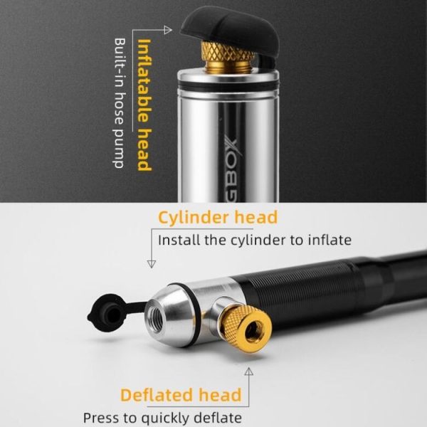 CYCLINGBOX Bicycle Aluminum Alloy Pump Portable Basketball Mountain Bike Pump Riding Equipment (Black) - Image 4
