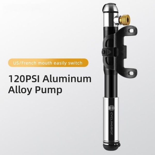 CYCLINGBOX Bicycle Aluminum Alloy Pump Portable Basketball Mountain Bike Pump Riding Equipment (Black) - Image 8