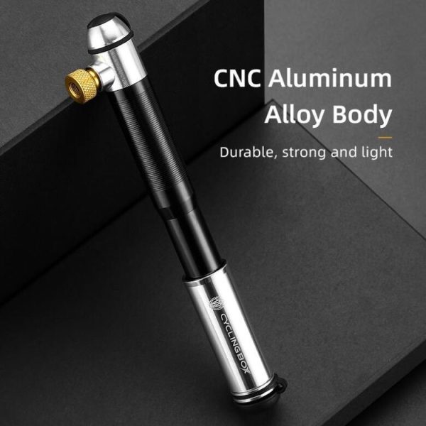 CYCLINGBOX Bicycle Aluminum Alloy Pump Portable Basketball Mountain Bike Pump Riding Equipment (Black) - Image 9