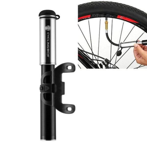CYCLINGBOX Bicycle Mountain Bike Aluminum Alloy Mini Pump Portable Inflatable Tube Universal Pump (Black)