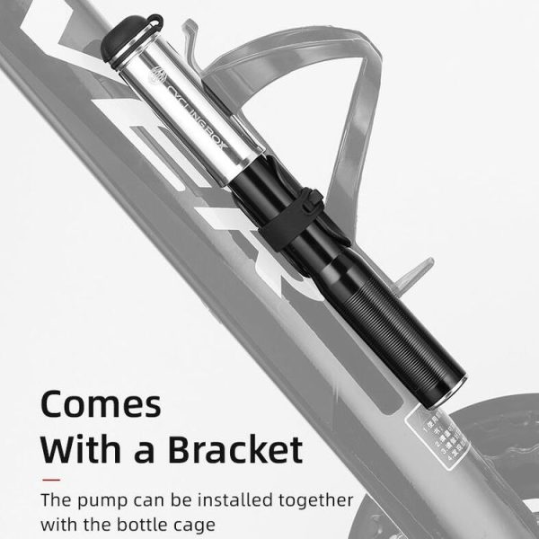 CYCLINGBOX Bicycle Mountain Bike Aluminum Alloy Mini Pump Portable Inflatable Tube Universal Pump (Black) - Image 7