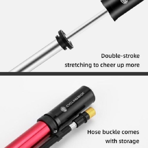 CYCLINGBOX Bicycles Motorcycles Electric Bicycles With Barometer Pumps Portable Inflatables Air Pump Cycling Accessories (Silver) - Image 7