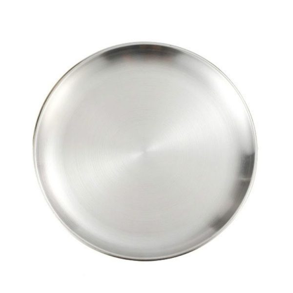 Stainless Steel Thickened Round Plate Cafe Tray Fruit Cake Plate Bone Plate Dish Shallow Plate, Diameter: 14cm, Style: Brushed Matte Silver - Image 2