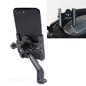 BENGGUO Bicycle Aluminum Alloy Mobile Phone Holder Electric Motorcycle Anti-Vibration Navigation Fixed Mobile Phone Holder Riding Equipment, Style: Rearview Mirror Installation (Titanium)
