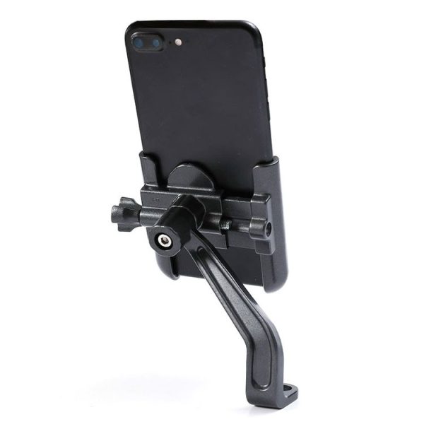 BENGGUO Bicycle Aluminum Alloy Mobile Phone Holder Electric Motorcycle Anti-Vibration Navigation Fixed Mobile Phone Holder Riding Equipment, Style: Rearview Mirror Installation (Titanium) - Image 2