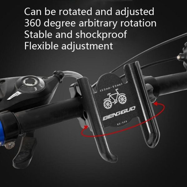 BENGGUO Bicycle Aluminum Alloy Mobile Phone Holder Electric Motorcycle Anti-Vibration Navigation Fixed Mobile Phone Holder Riding Equipment, Style: Rearview Mirror Installation (Titanium) - Image 5