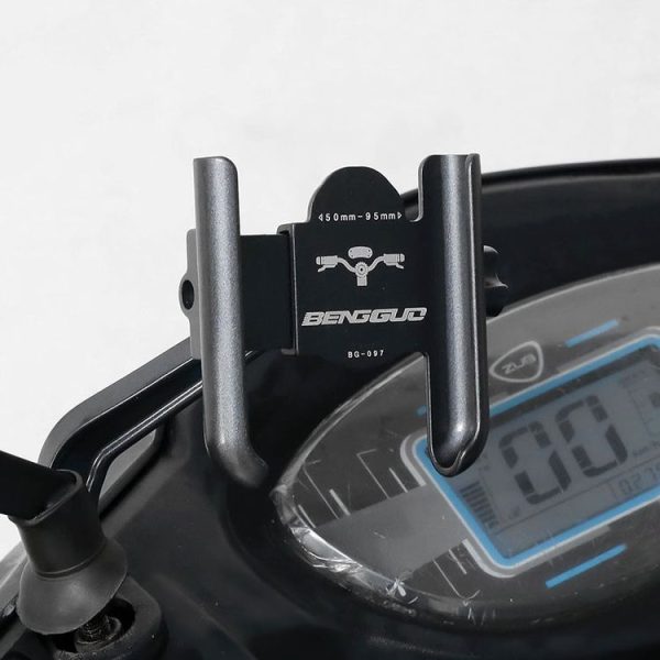 BENGGUO Bicycle Aluminum Alloy Mobile Phone Holder Electric Motorcycle Anti-Vibration Navigation Fixed Mobile Phone Holder Riding Equipment, Style: Handlebar Installation (Black) - Image 6