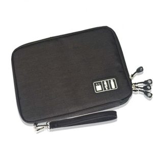 Double Layer Digital Storage Bag Data Cable Finishing Bag Elastic Waterproof Portable Electronic Storage Bag, Size: 24x16x3.5cm (Black)