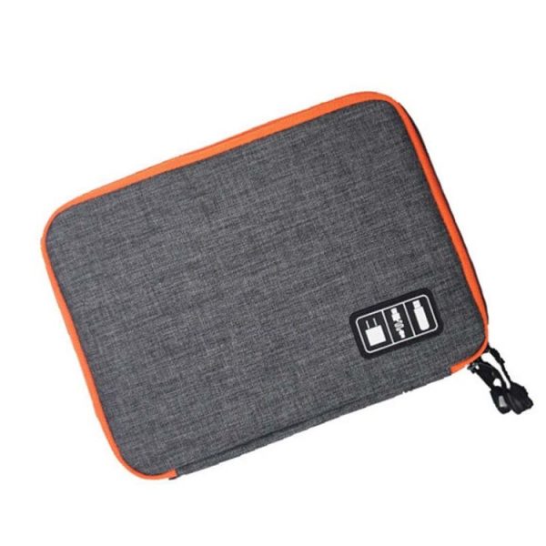 Double Layer Digital Storage Bag Data Cable Finishing Bag Elastic Waterproof Portable Electronic Storage Bag, Size: 28x20x3.5cm (Gray)
