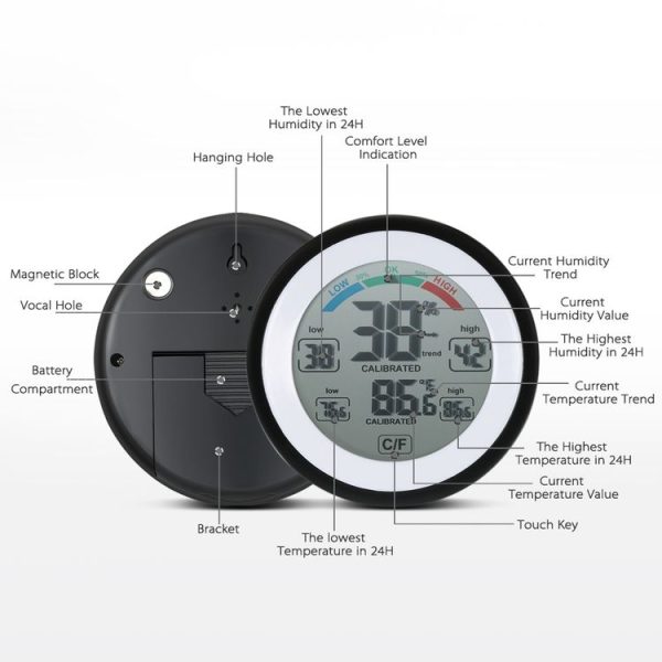 TS-S93 Multifunctional Digital Thermometer Hygrometer Temperature Humidity Meter, Value Trend Display C / Funit - Image 5