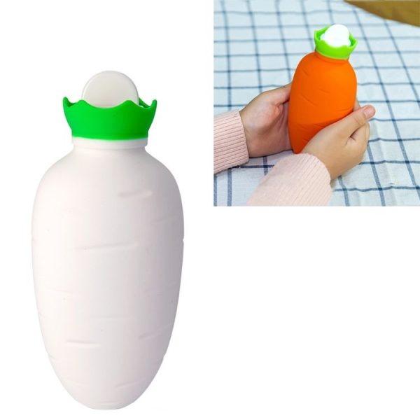 Carrot-Shaped Silicone Water Injection Warm Water Bag Winter Leak-Proof And Explosion-Proof Hand Warmer (White Pink)