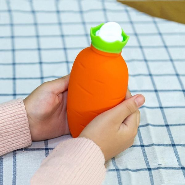 Carrot-Shaped Silicone Water Injection Warm Water Bag Winter Leak-Proof And Explosion-Proof Hand Warmer (White Pink) - Image 10