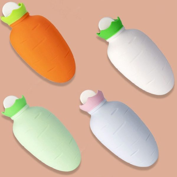 Carrot-Shaped Silicone Water Injection Warm Water Bag Winter Leak-Proof And Explosion-Proof Hand Warmer (White Pink) - Image 3