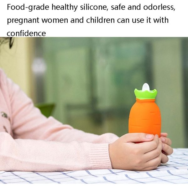 Carrot-Shaped Silicone Water Injection Warm Water Bag Winter Leak-Proof And Explosion-Proof Hand Warmer (White Pink) - Image 4