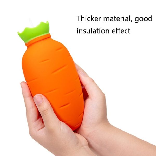 Carrot-Shaped Silicone Water Injection Warm Water Bag Winter Leak-Proof And Explosion-Proof Hand Warmer (White Pink) - Image 6