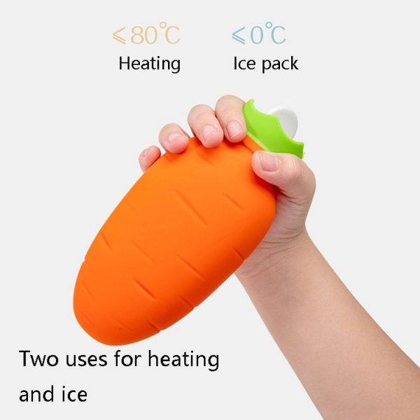 Carrot-Shaped Silicone Water Injection Warm Water Bag Winter Leak-Proof And Explosion-Proof Hand Warmer (White Pink) - Image 8