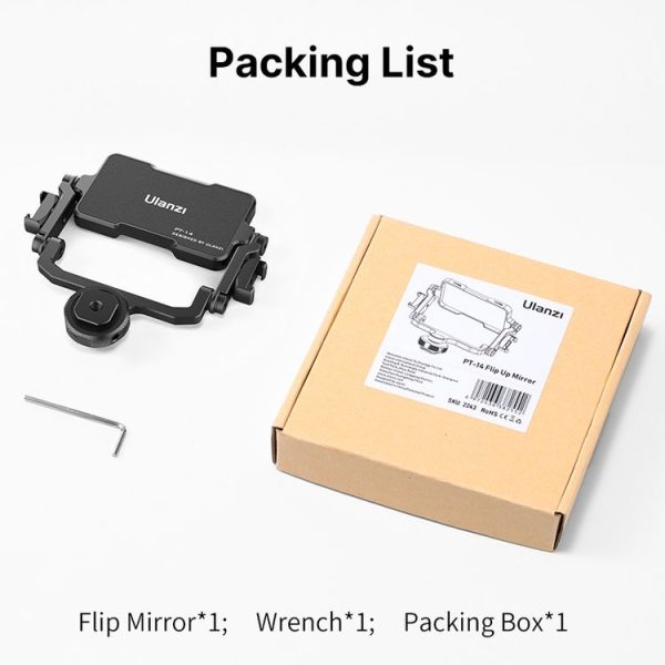 Ulanzi PT-14 Camera Vlogging Flip Mirror Adjustable Angle Double 360 Degree Rotatable Cold Shoe Folding Expansion Mount Mirror - Image 11