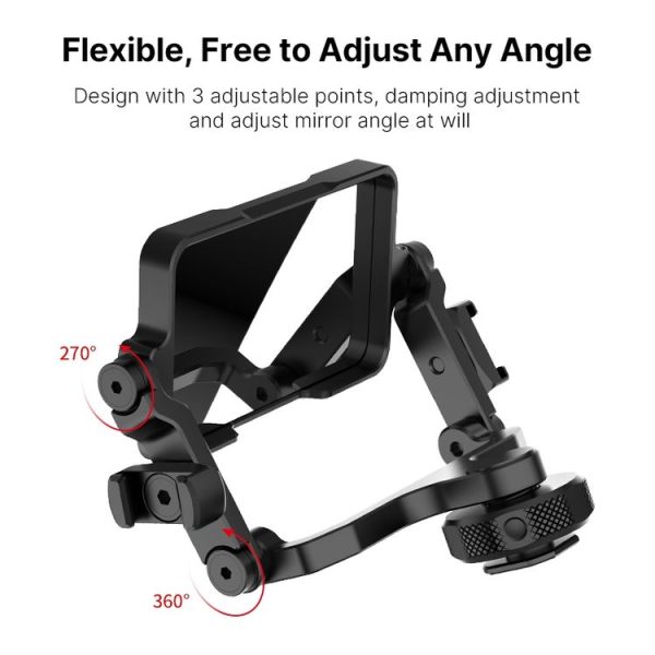 Ulanzi PT-14 Camera Vlogging Flip Mirror Adjustable Angle Double 360 Degree Rotatable Cold Shoe Folding Expansion Mount Mirror - Image 4