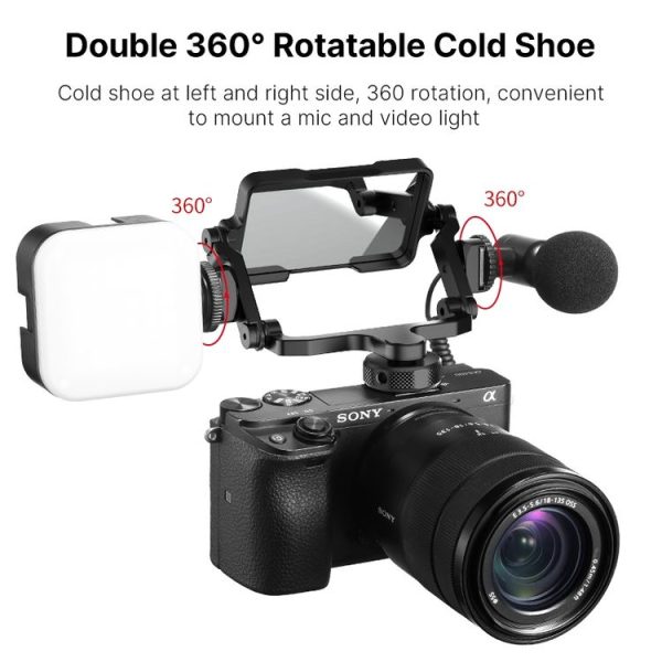 Ulanzi PT-14 Camera Vlogging Flip Mirror Adjustable Angle Double 360 Degree Rotatable Cold Shoe Folding Expansion Mount Mirror - Image 5