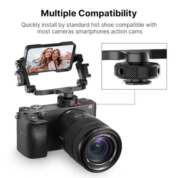 Ulanzi PT-14 Camera Vlogging Flip Mirror Adjustable Angle Double 360 Degree Rotatable Cold Shoe Folding Expansion Mount Mirror - Image 6