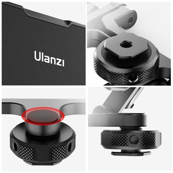 Ulanzi PT-14 Camera Vlogging Flip Mirror Adjustable Angle Double 360 Degree Rotatable Cold Shoe Folding Expansion Mount Mirror - Image 7