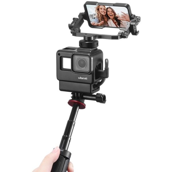 Ulanzi PT-14 Camera Vlogging Flip Mirror Adjustable Angle Double 360 Degree Rotatable Cold Shoe Folding Expansion Mount Mirror - Image 8