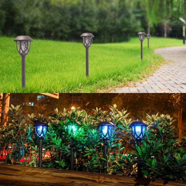 Solar Outdoor Garden Lawn Light Street Light Garden LED Decorative Landscape Light Villa Ground Plug Light (Colorful Light) - Image 6